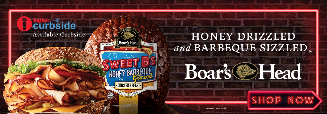 Available Curbside. HOney Drizzled and Barbecue Sizzled Boar's Head. Shop Now