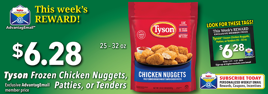 Bag of Typson Frozen Chicken Nuggets
