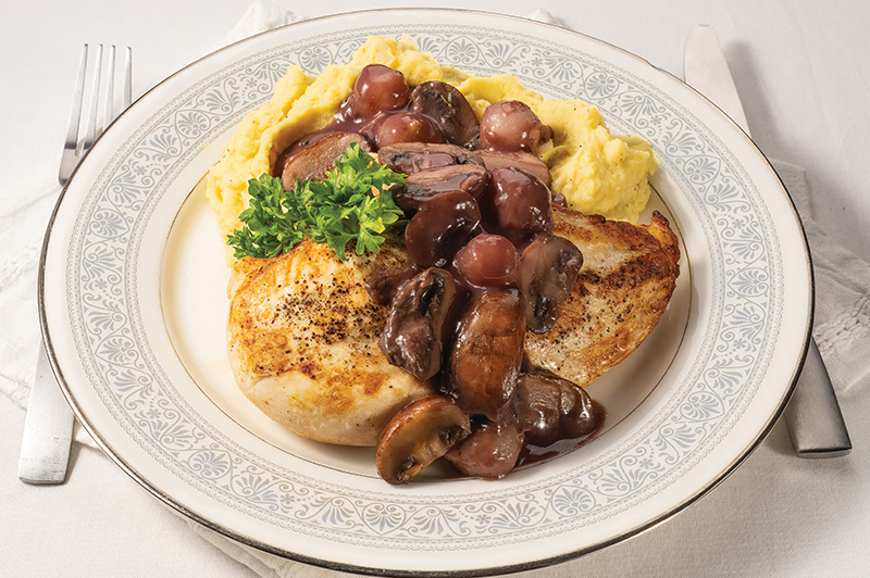 Coq auVin and Mashed Potatoes